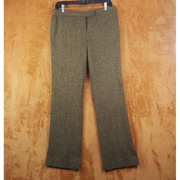 KAUFMAN FRANCO Pants Womens Size 4 Green Tweed Bootcut Slit Ankle Trouser SHELLY - Picture 1 of 9